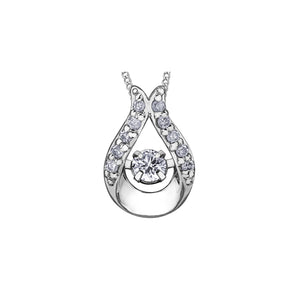 141585 10K White Gold .12CT TW Dancing Diamond Pendant