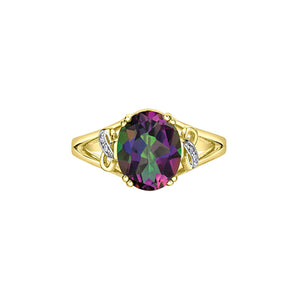 060214 10KT Yellow Gold Mystic Topaz & Diamond Ring