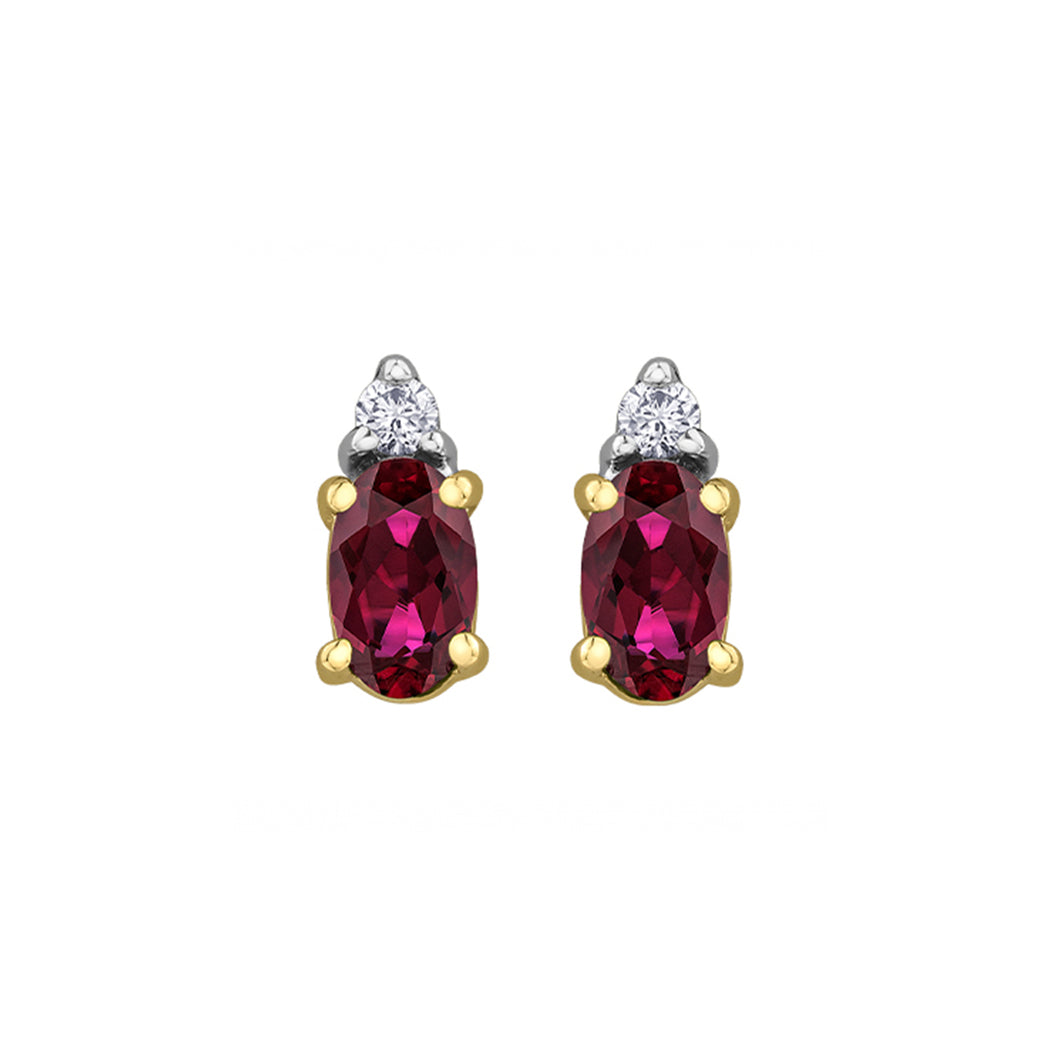 180155 OUT OF STOCK PLEASE ALLOW 3-4 WEEKS FOR DELIVERY 10KT Yellow Gold Ruby & Diamond Earrings