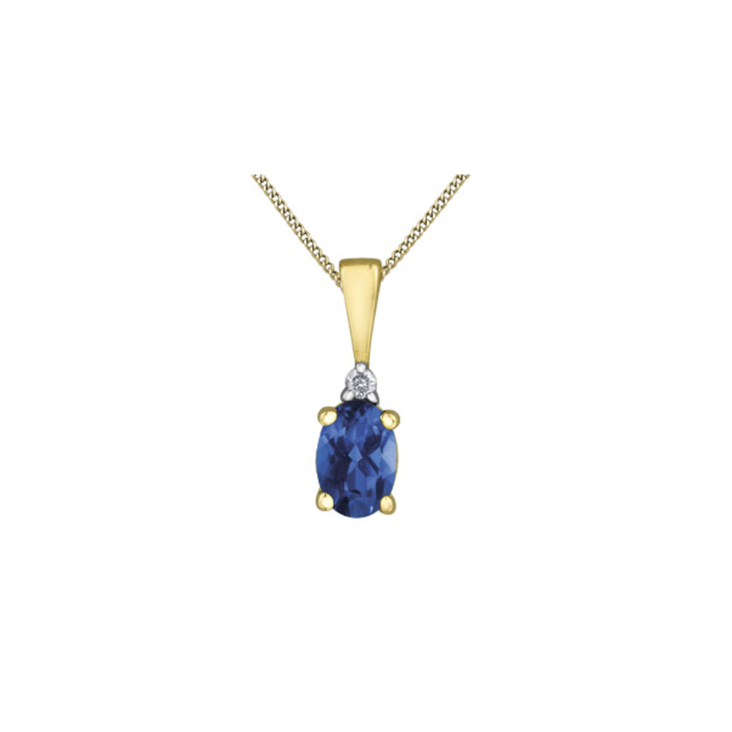 170191 OUT OF STOCK PLEASE ALLOW 3-4 WEEKS FOR DELIVERY 10KT Yellow Gold Sapphire & Diamond Birthstone Pendant