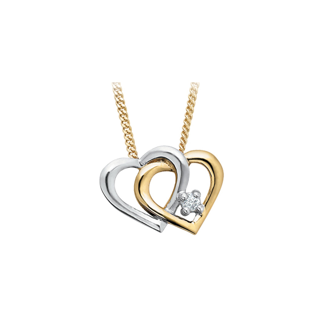 141620 OUT OF STOCK PLEASE ALLOW 3-4 WEEKS FOR DELIVERY 10KT Yellow & White Gold Rhodium Enhanced .015CT TW Diamond Heart Pendant