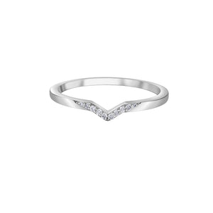 100045 10KT White Gold 0.04CT TW Diamond Chevron Ring