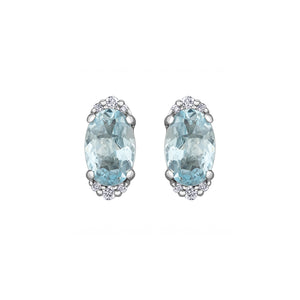 180120 OUT OF STOCK PLEASE ALLOW 2-3 WEEKS FOR DELIVERY 10KT White Gold Aquamarine & 0.05CT TW Diamond Earrings