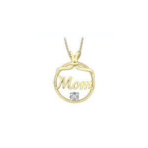 141871 10K Yellow & White Gold .02CT TW Diamond Mom Pendant