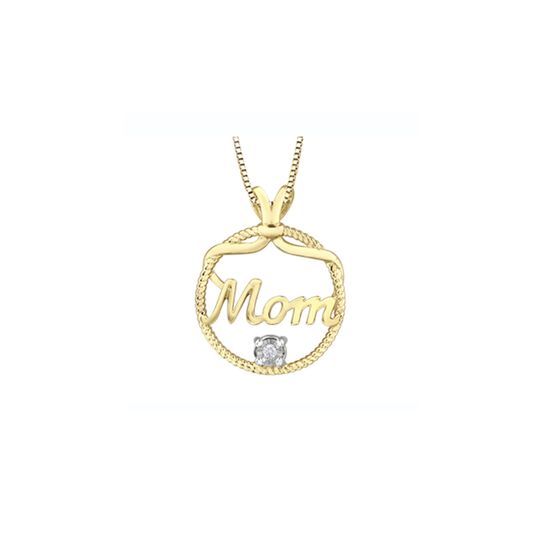 141871 10K Yellow & White Gold .02CT TW Diamond Mom Pendant