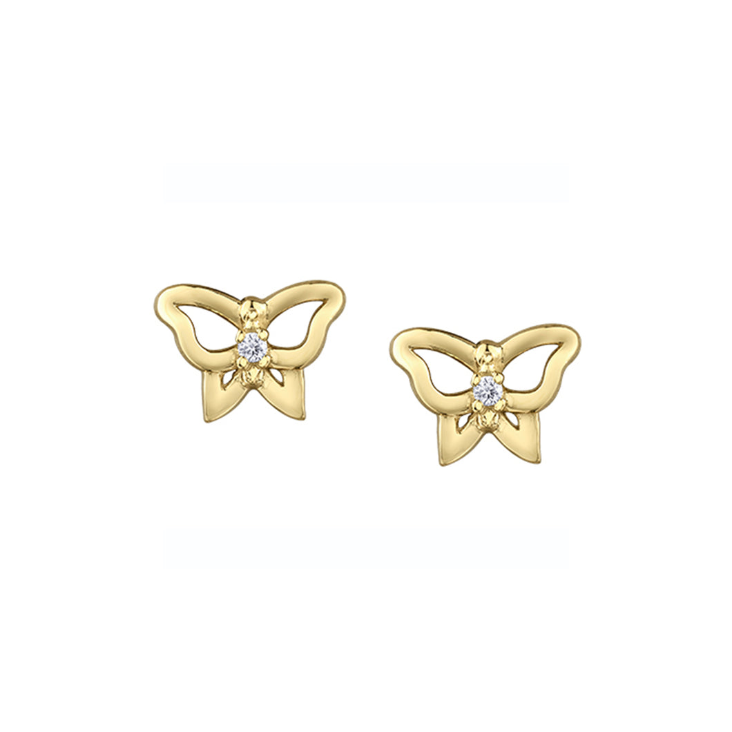 151193 10K Yellow Gold .02CT TW Diamond Butterfly Earrings