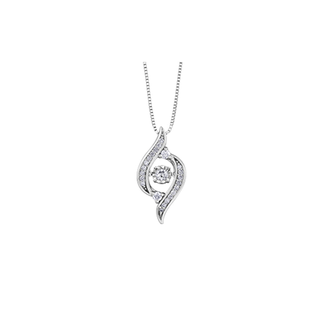 141710 10K White Gold and .25CT TW Dancing Diamond Pendant