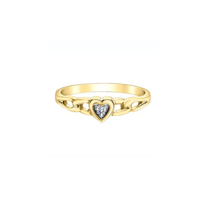 030490 10KT Yellow Gold Rhodium Enhanced .015CT TW Diamond Heart Ring