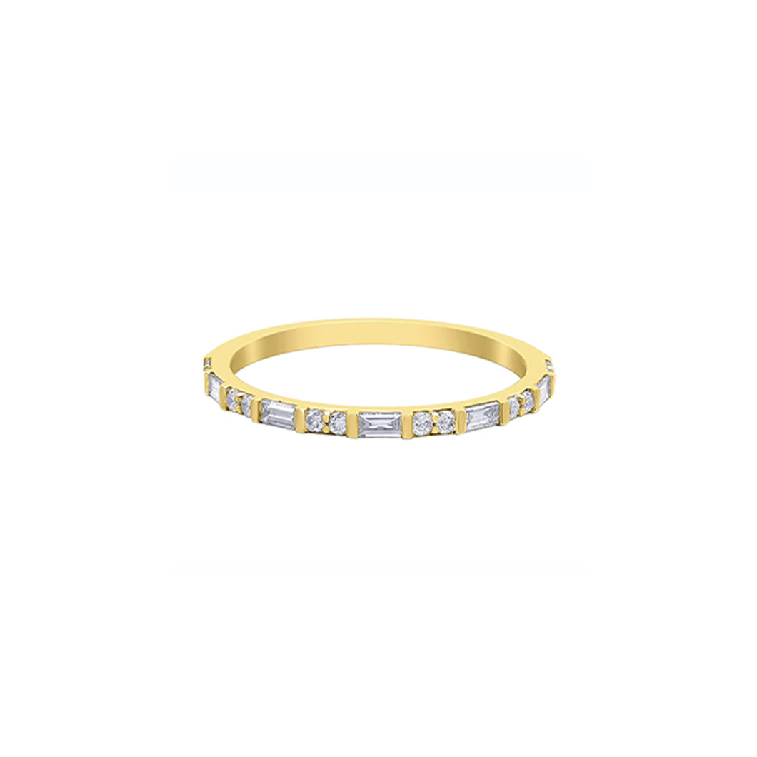 030524 OUT OF STOCK PLEASE ALLOW 3-4 WEEKS FOR DELIVERY 10KT White Gold .27CT TW Straight Baguette & RBC Diamond Ring