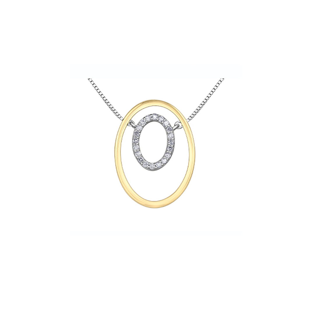 141806 10KT White & Yellow Gold 0.12CT TW 20 Diamond Circle Necklace