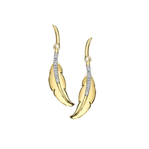 151200 OUT OF STOCK PLEASE ALLOW 3-4 WEEKS FOR DELIVERY 10KT Yellow Gold .07CT TW Diamond Feather Earrings