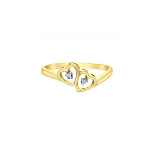 030495 10KT Yellow Gold .01CT TW Diamond 2 Heart Ring