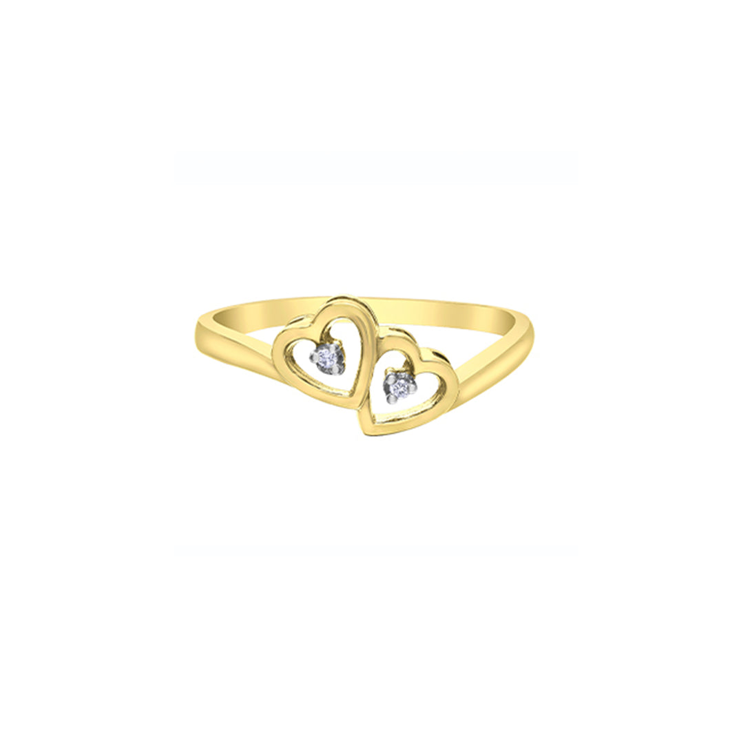 030495 10KT Yellow Gold .01CT TW Diamond 2 Heart Ring