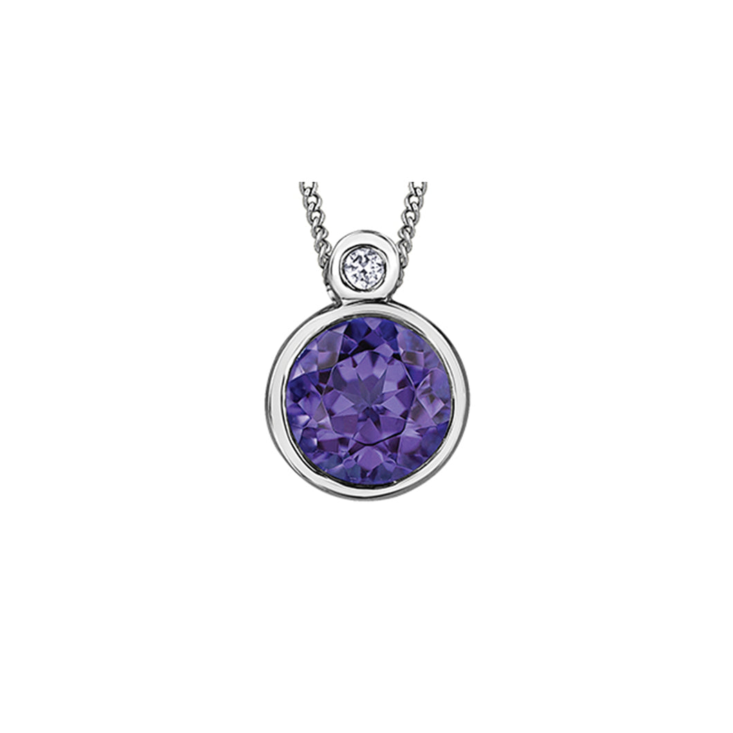 170167 10KT White Gold Amethyst & 0.01CT TW Diamond Pendant