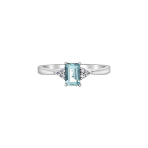 060184 10KT White Gold Aquamarine & 0.06CT TW Diamond Ring