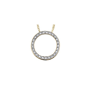 141734  10KT Yellow Gold 0.10CT TW Diamond Circle Of Love Necklace