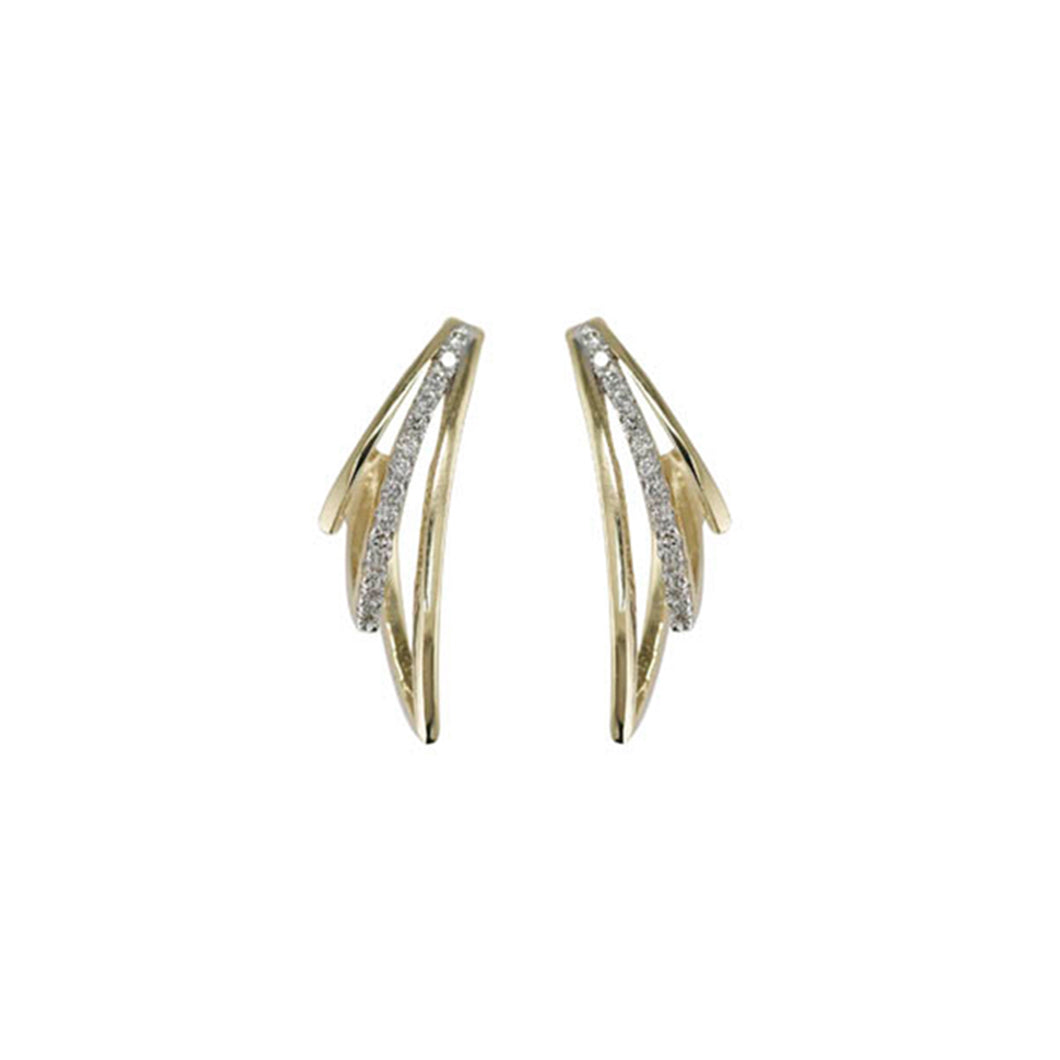 151211 10KT Yellow Gold Rhodium Enhanced .20CT TW Diamond Earrings