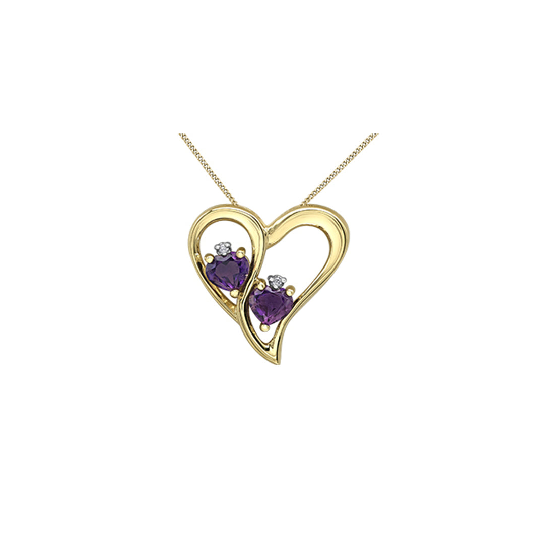 170184 OUT OF STOCK PLEASE ALLOW 3-4 WEEKS FOR DELIVERY 10KT Yellow Gold Amethyst & 0.014 CT TW Diamond Heart Pendant