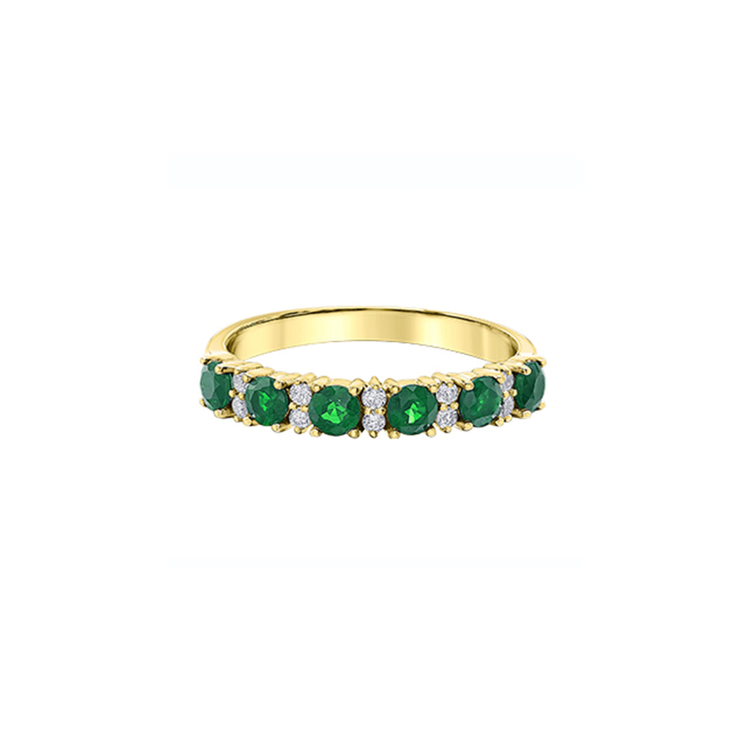 060230 10KT Yellow Gold Emerald & .10CT TW Diamond Birthstone Ring