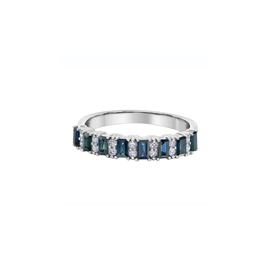 060225 10KT White Gold Sapphire & Diamond Ring