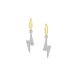 151271 10K Yellow & White  Gold 0.07ct tw 20 Diamond Lightning Bolt Stud Earrings