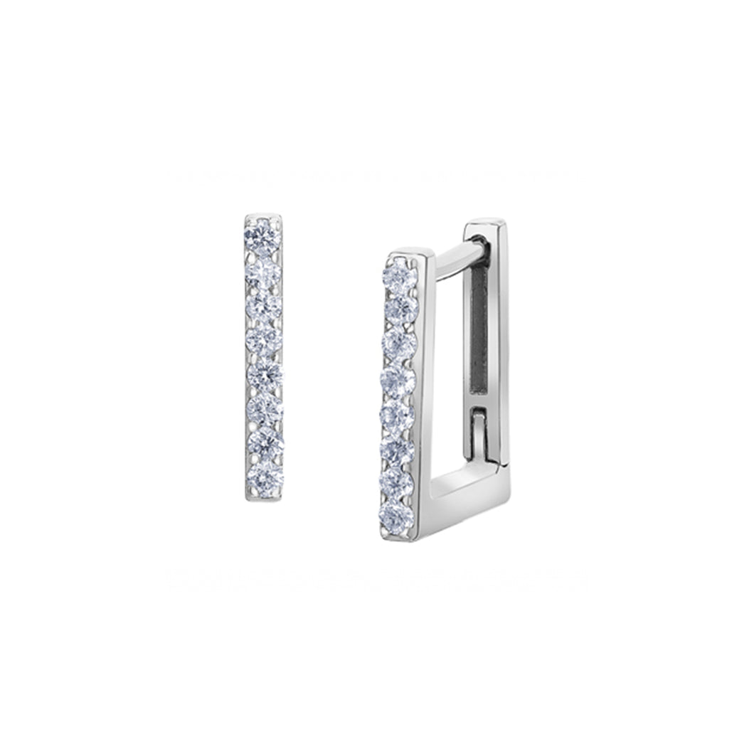 151274 10K White Gold & 0.15CT TW Diamond Square Huggie Earrings