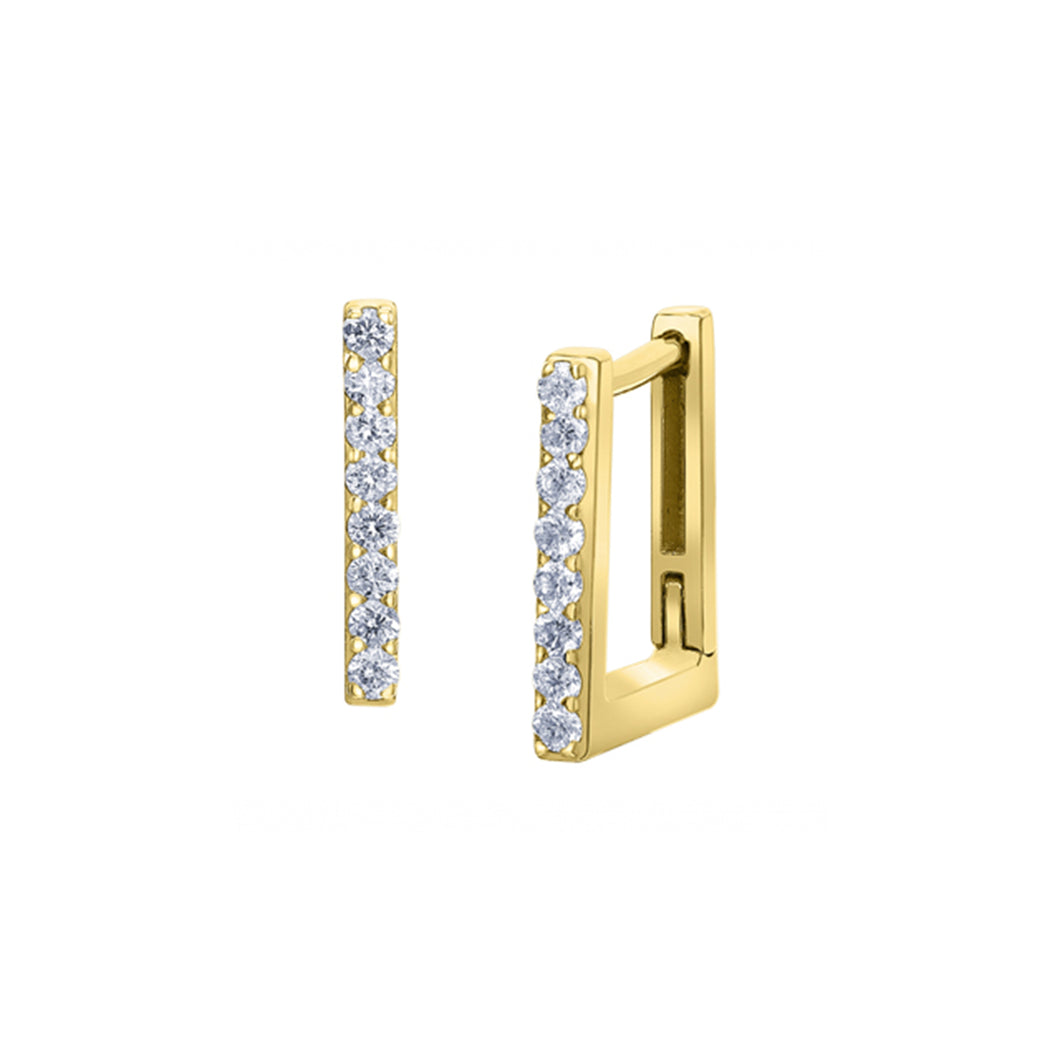 151290 10K Yellow Gold & 0.15CT TW Diamond Square Huggie Earrings