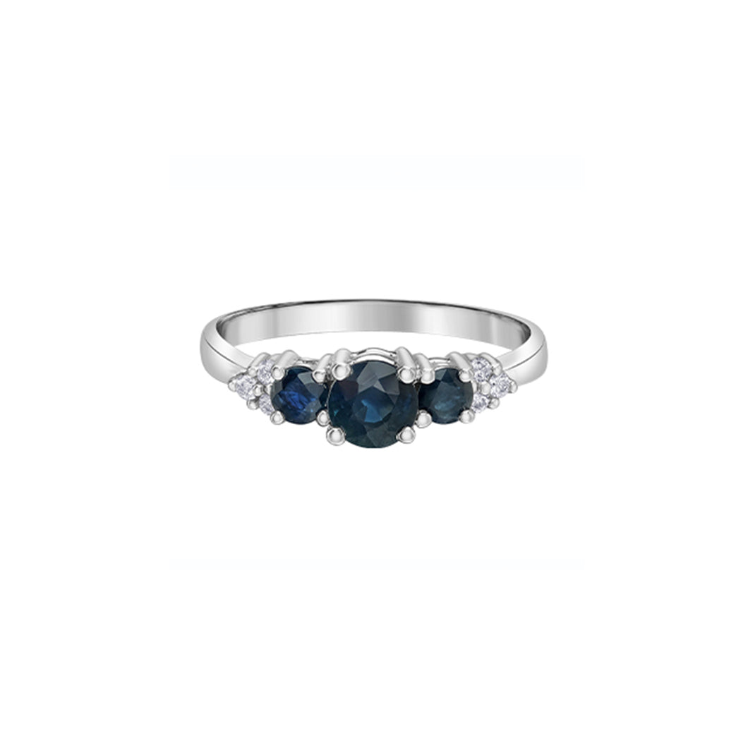 060232 10KT White Gold Sapphire & Diamond Ring