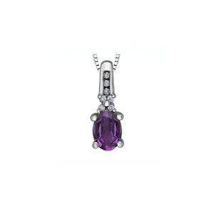 170222 10KT White Gold Amethyst & 0.04CT TW Diamond Pendant