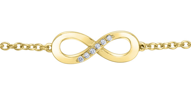 160040 10KT Yellow Gold 0.06CT TW Diamond Infinity Bracelet