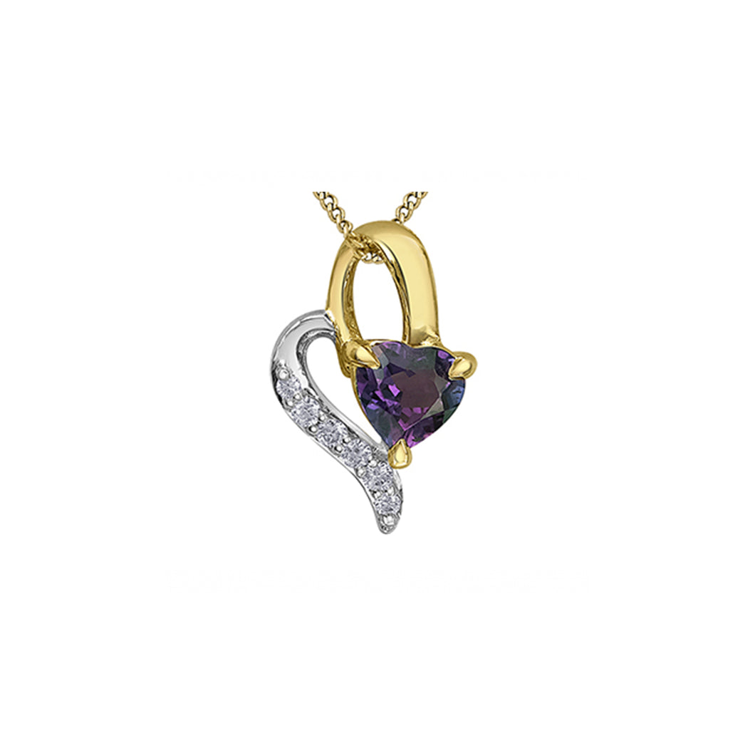 170230 10KT Yellow Gold Amethyst & 0.03 CT TW Diamond Heart Pendant