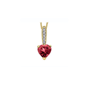 170228 10KT Yellow Gold Garnet & Diamond Pendant