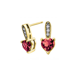 180182 10KT Yellow Gold Garnet & Diamond Earrings