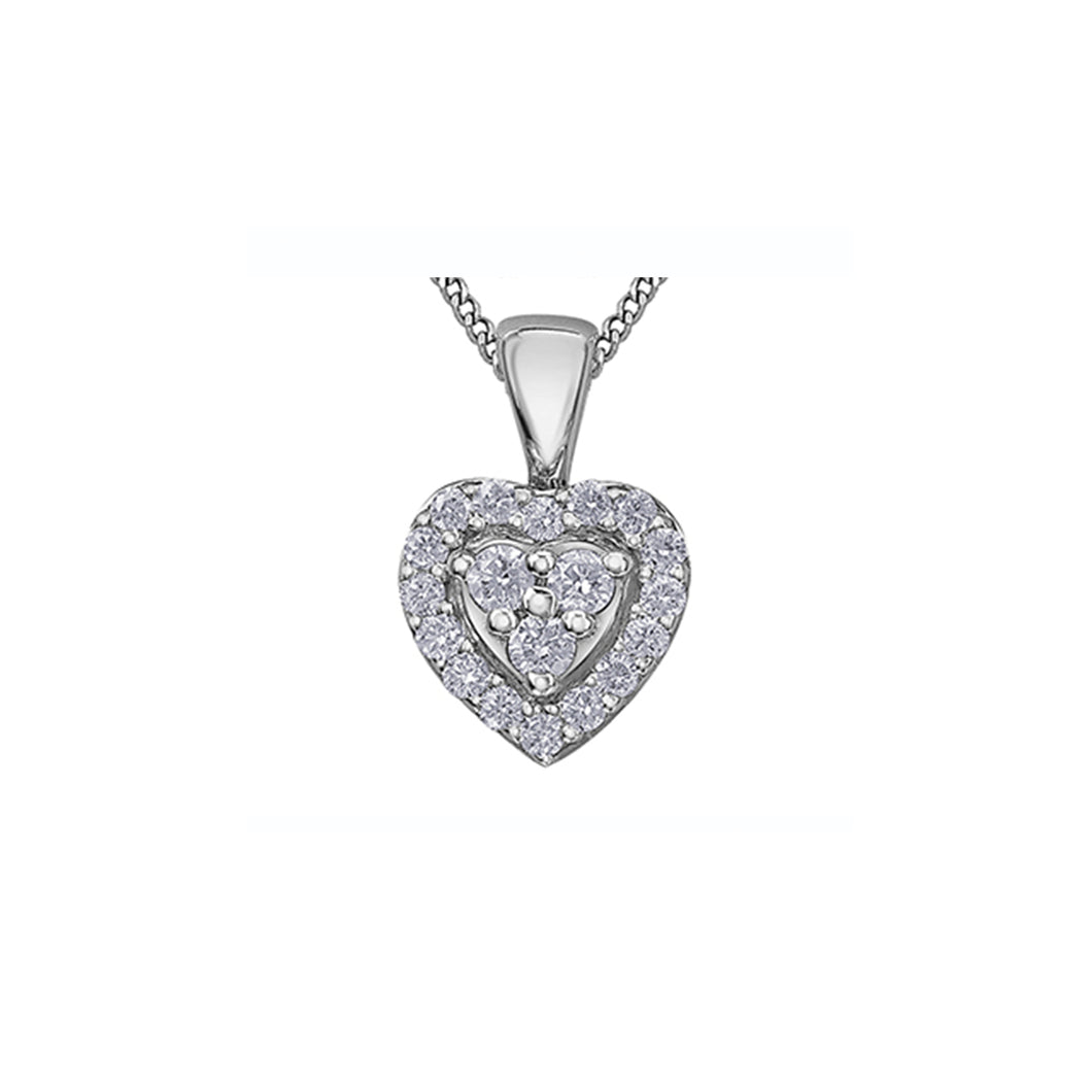 141863 10KT White Gold .10CT TW Diamond Heart Pendant