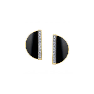 180185 OUT OF STOCK, PLEASE ALLOW 3-4 WEEKS FOR DELIVERY 10KT Yellow Gold Onyx & 0.10CT TW Diamond Earrings