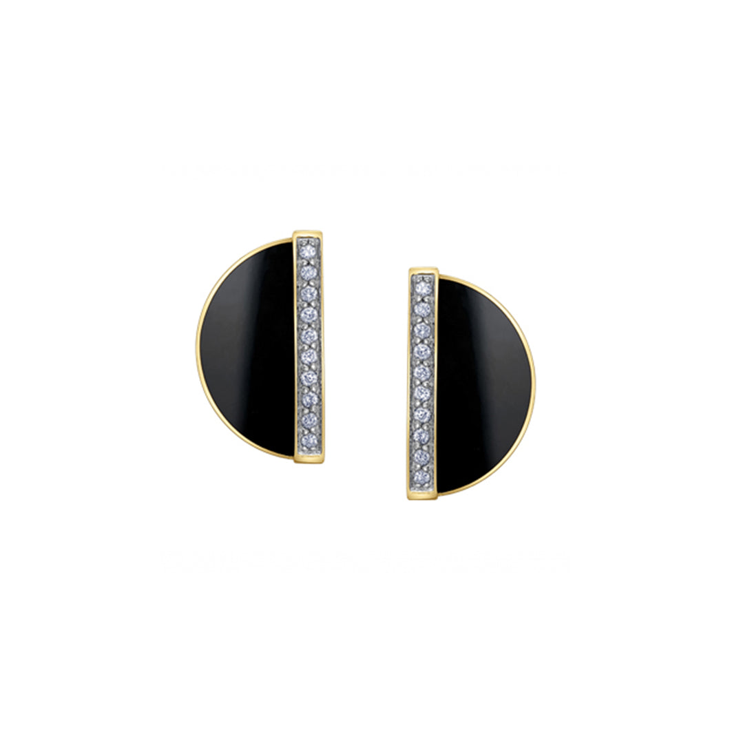 180185 OUT OF STOCK, PLEASE ALLOW 3-4 WEEKS FOR DELIVERY 10KT Yellow Gold Onyx & 0.10CT TW Diamond Earrings