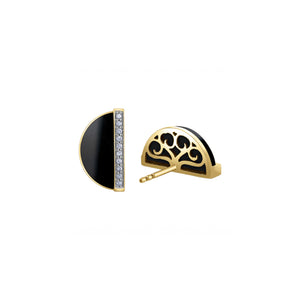 180185 OUT OF STOCK, PLEASE ALLOW 3-4 WEEKS FOR DELIVERY 10KT Yellow Gold Onyx & 0.10CT TW Diamond Earrings