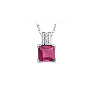 170232 10KT White Gold Pink Topaz & Diamond Pendant