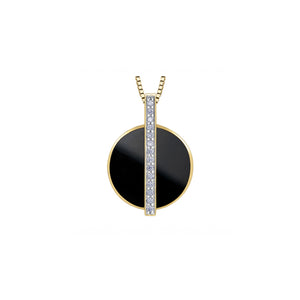 170239 OUT OF STOCK, PLEASE ALLOW 3-4 WEEKS FOR DELIVERY 10KT Yellow Gold Onyx & 0.07CT TW Diamond Pendant