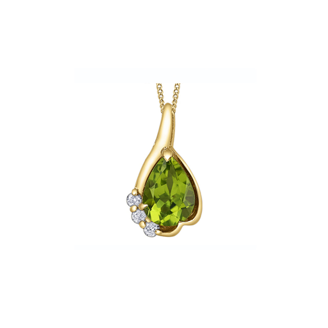 170236 10K Yellow Gold with Peridot and 0.014CT TW Diamond Necklace