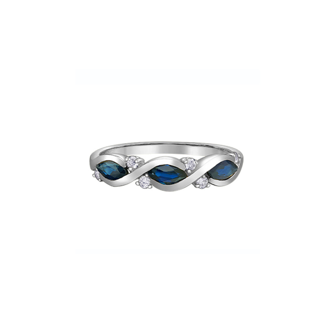 060245 10KT White Gold Blue Topaz & Diamond Ring