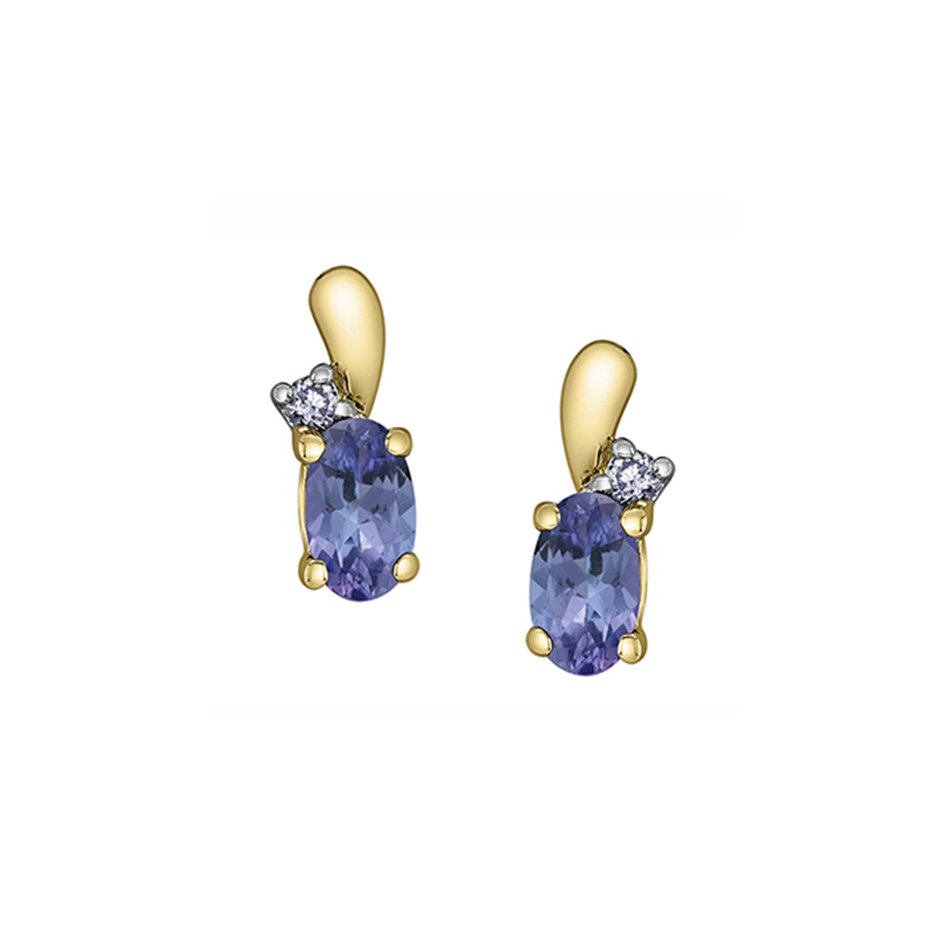 180191 10K Yellow Gold Tanzanite & Diamond Stud Earrings