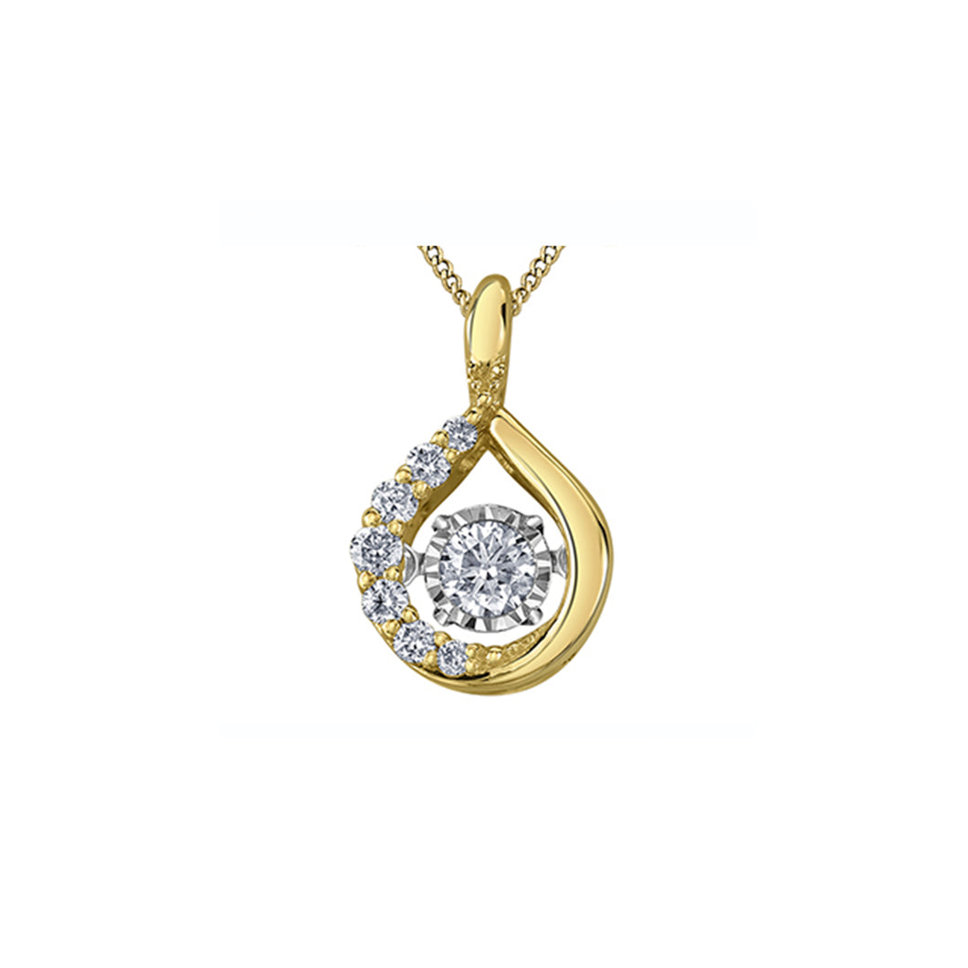 141896 10KT Yellow & White Gold .17CT TW Dancing Diamond Pendant