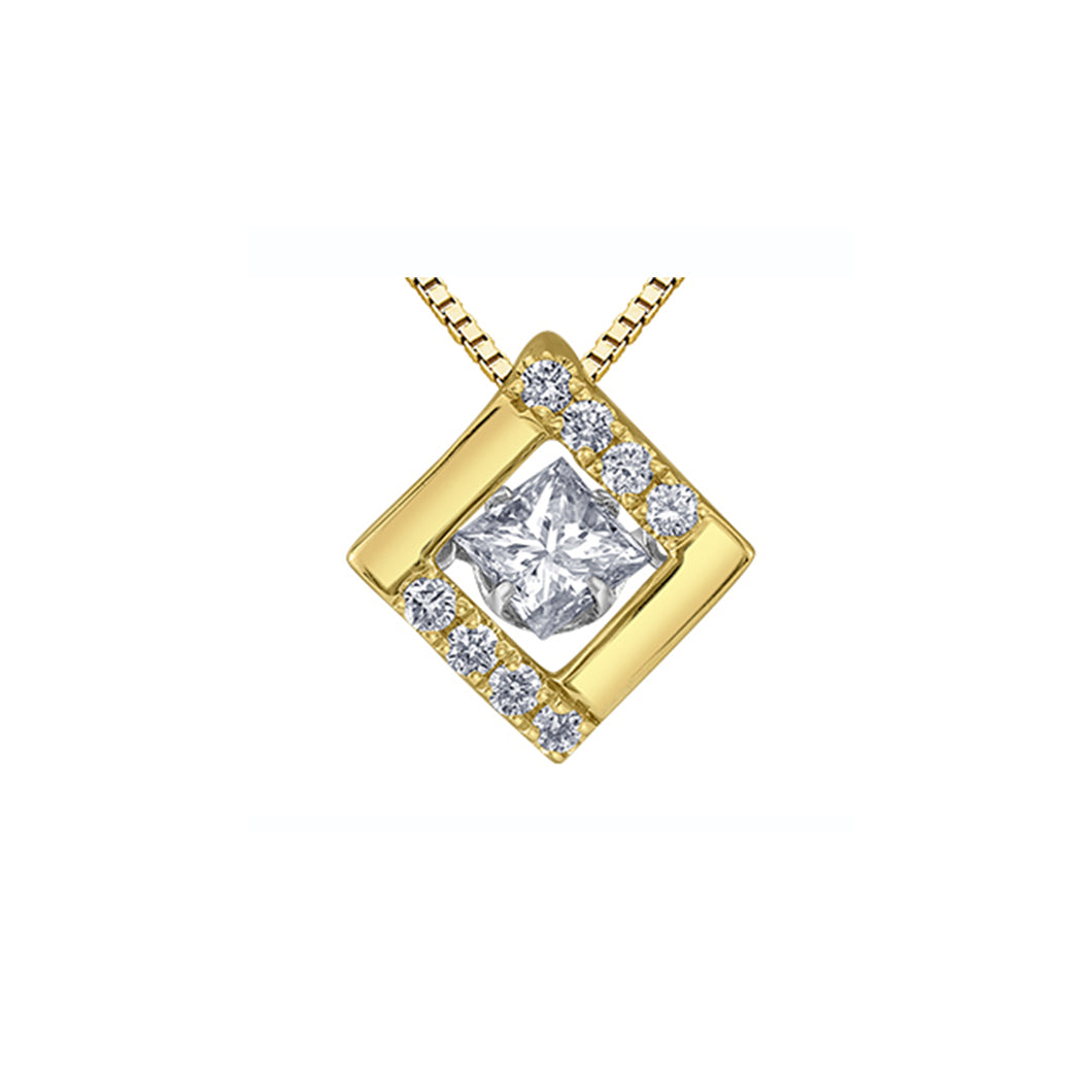 141914 10KT Yellow & White Gold .27CT TW Dancing Diamond Pendant