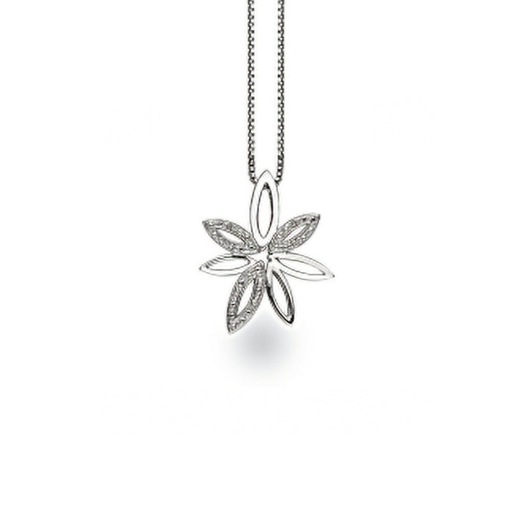 302872 Sterling Silver & Diamond Flower Pendant