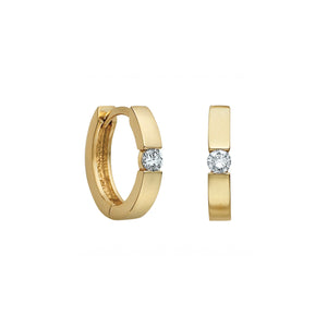 150729 10KT Yellow Gold 0.05CT TW Diamond Huggie Earrings