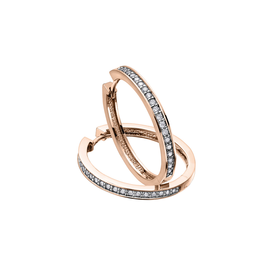 150731 10KT Rose Gold 0.05CT TW Diamond Hoop Earrings