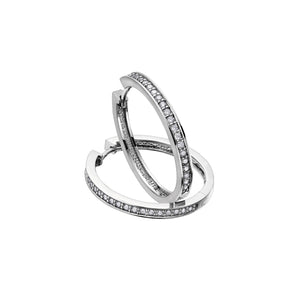 150734 10KT White Gold 0.05CT TW Diamond Hoop Earrings