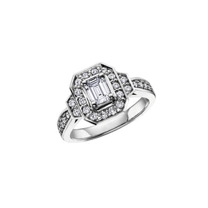 020209 14K White Gold .50CT TW Emerald Cut Diamond Ring