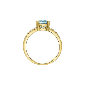 060242 10KT Yellow Gold Blue Topaz & Diamond Ring